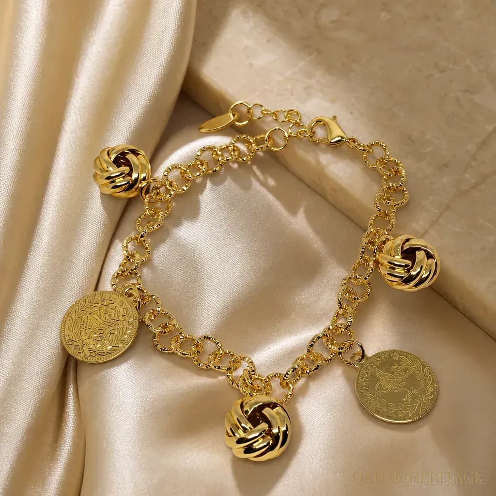 Gold Knot & Coin Charm Bracelet - Slide 4