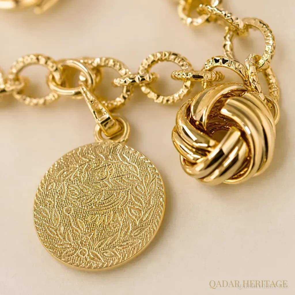 Gold Knot & Coin Charm Bracelet - Slide 3