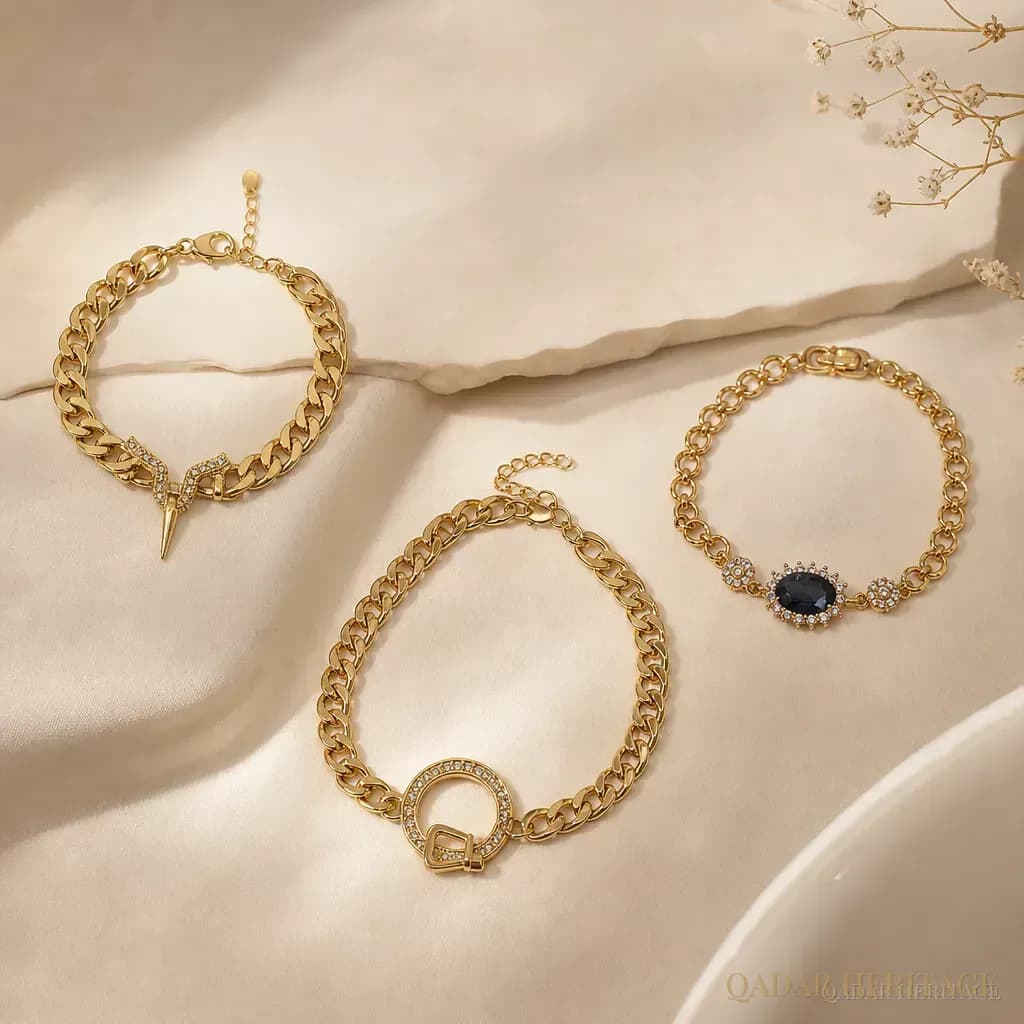 Luxury Gold-Tone Bracelet Package of Three - Slide 2