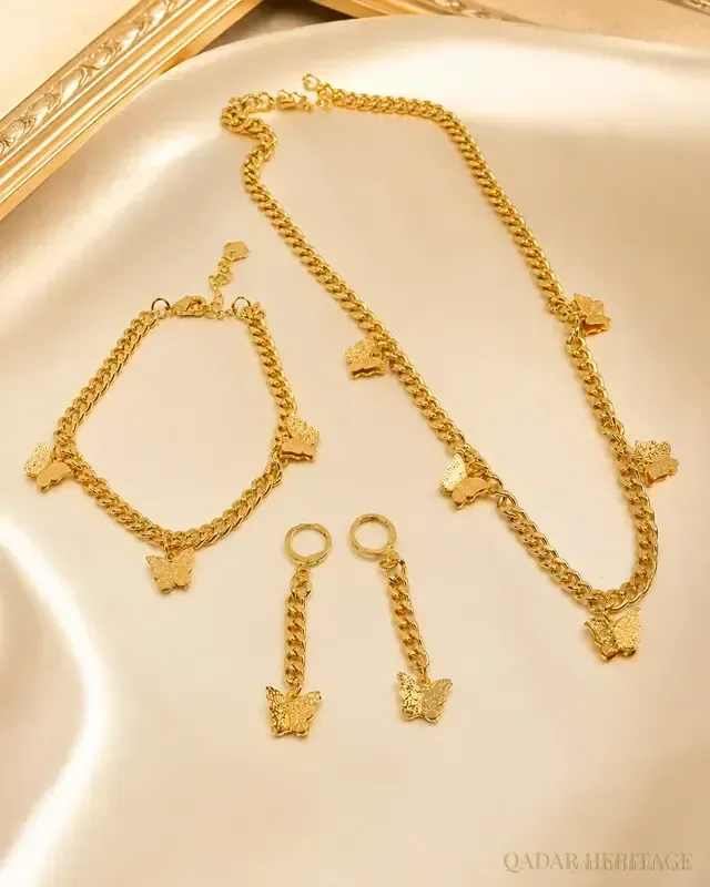 QADAR Golden Butterfly Jewelry Set - Slide 1