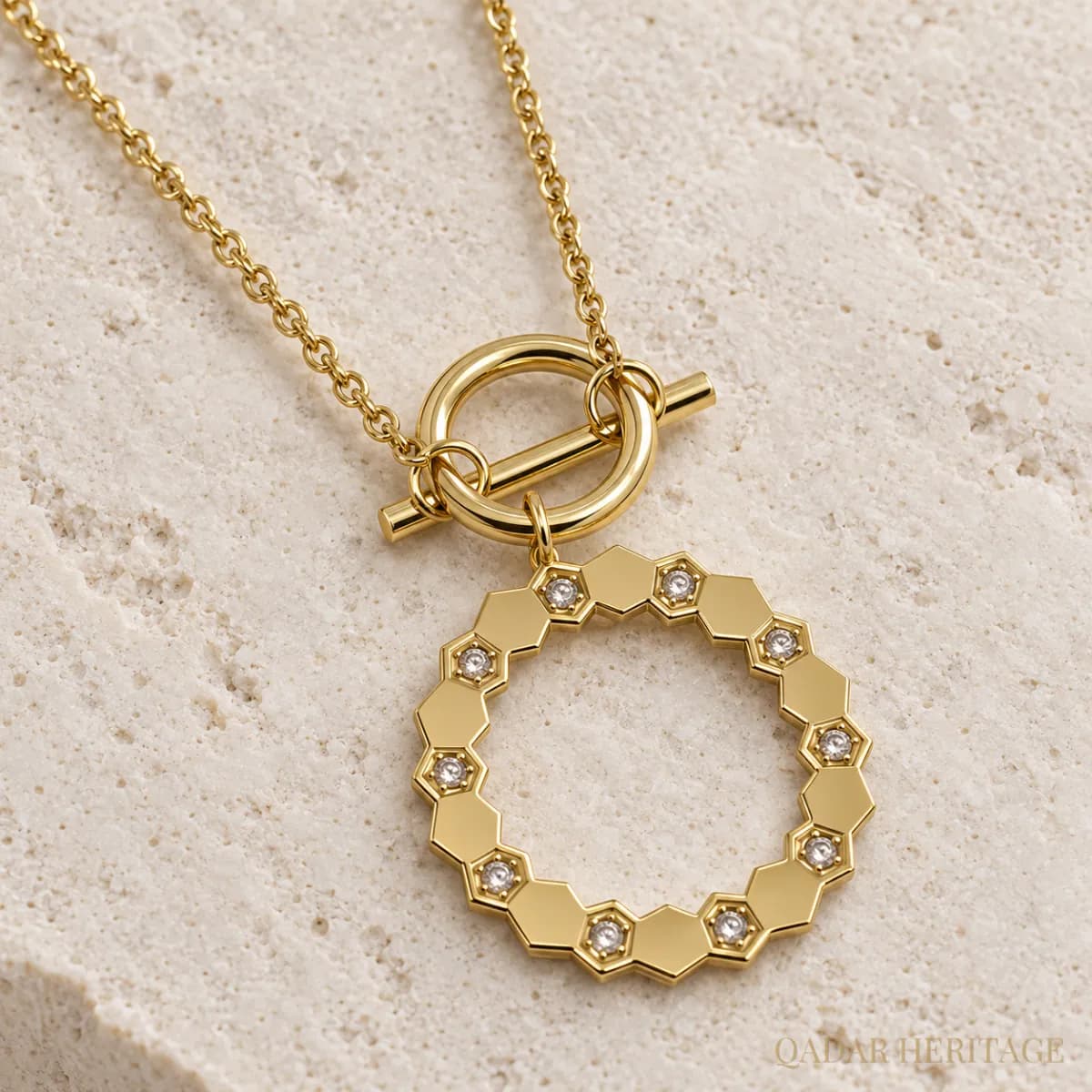 Golden Honeycomb Halo Necklace - Slide 2