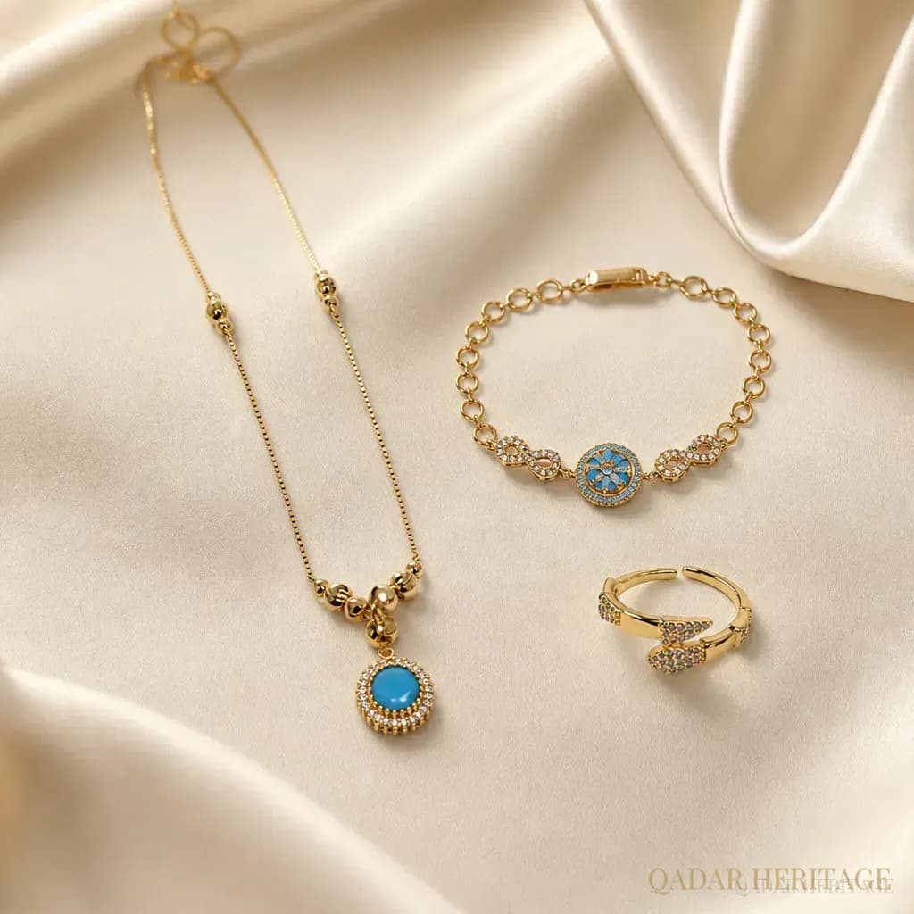 Sultana Turquoise Gold Jewelry Set - Slide 2