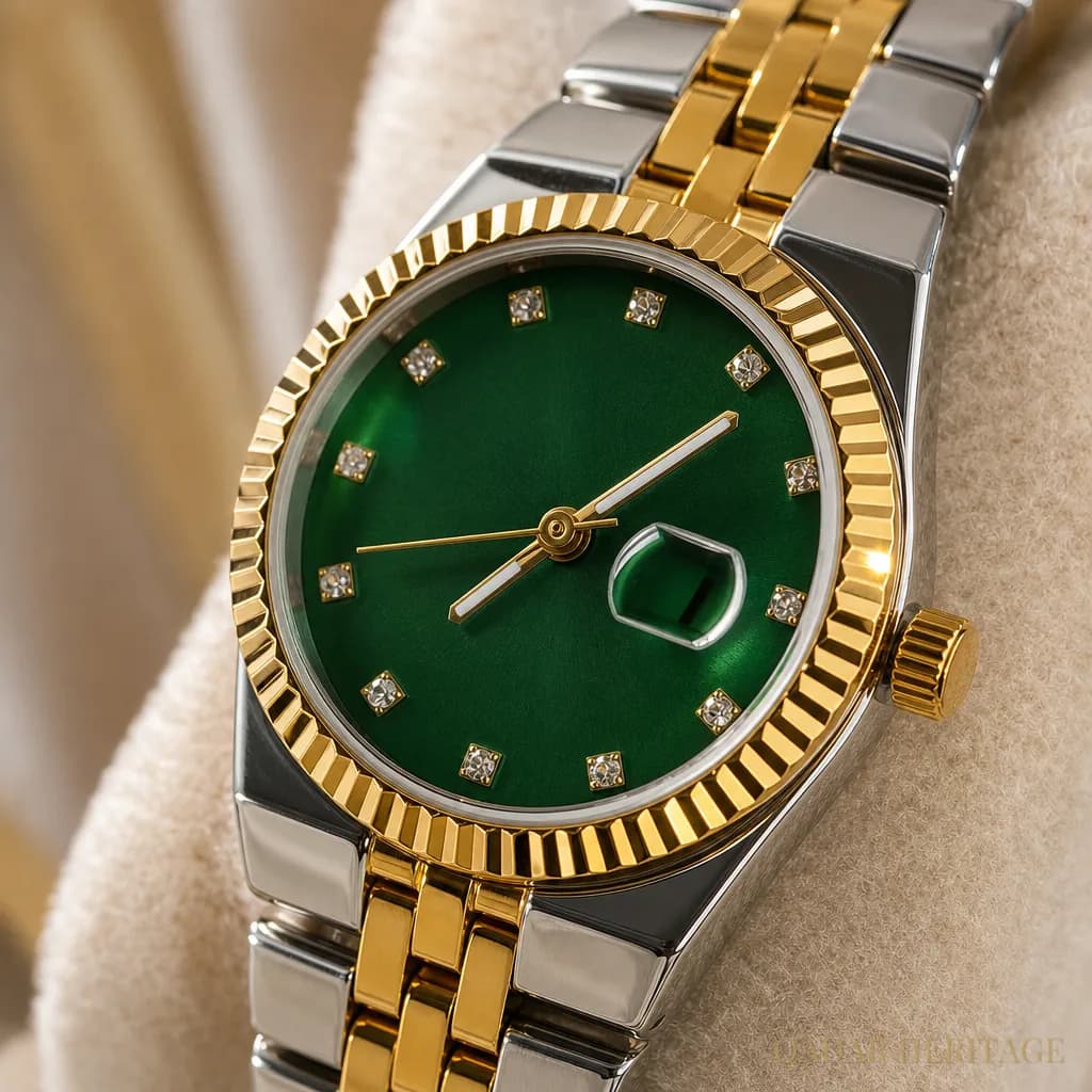 QADAR Emerald Crest Two-Tone Watch - Slide 2
