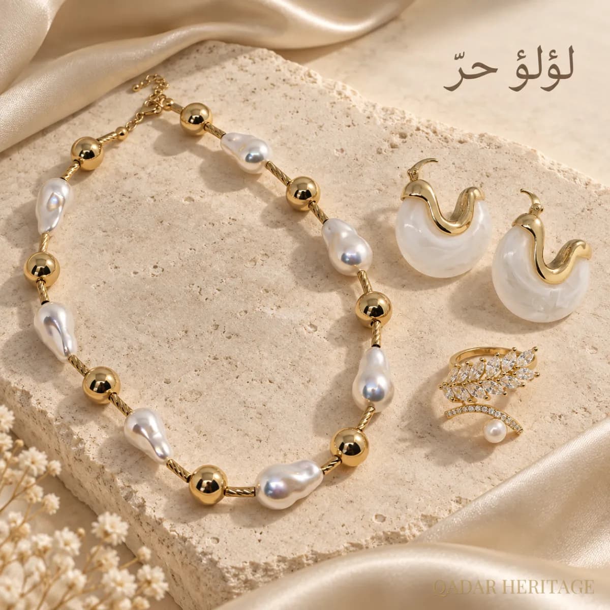 QADAR Pearl Drops Golden Set