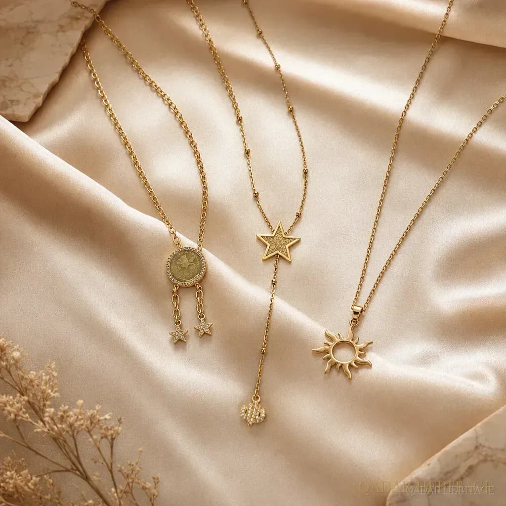 Golden Desert Star Layered Necklace - Slide 4