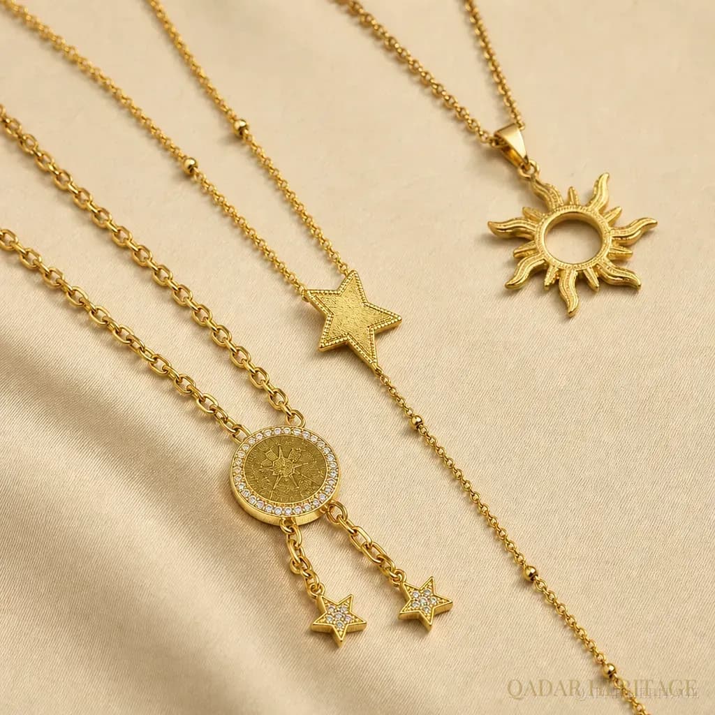 Golden Desert Star Layered Necklace - Slide 3