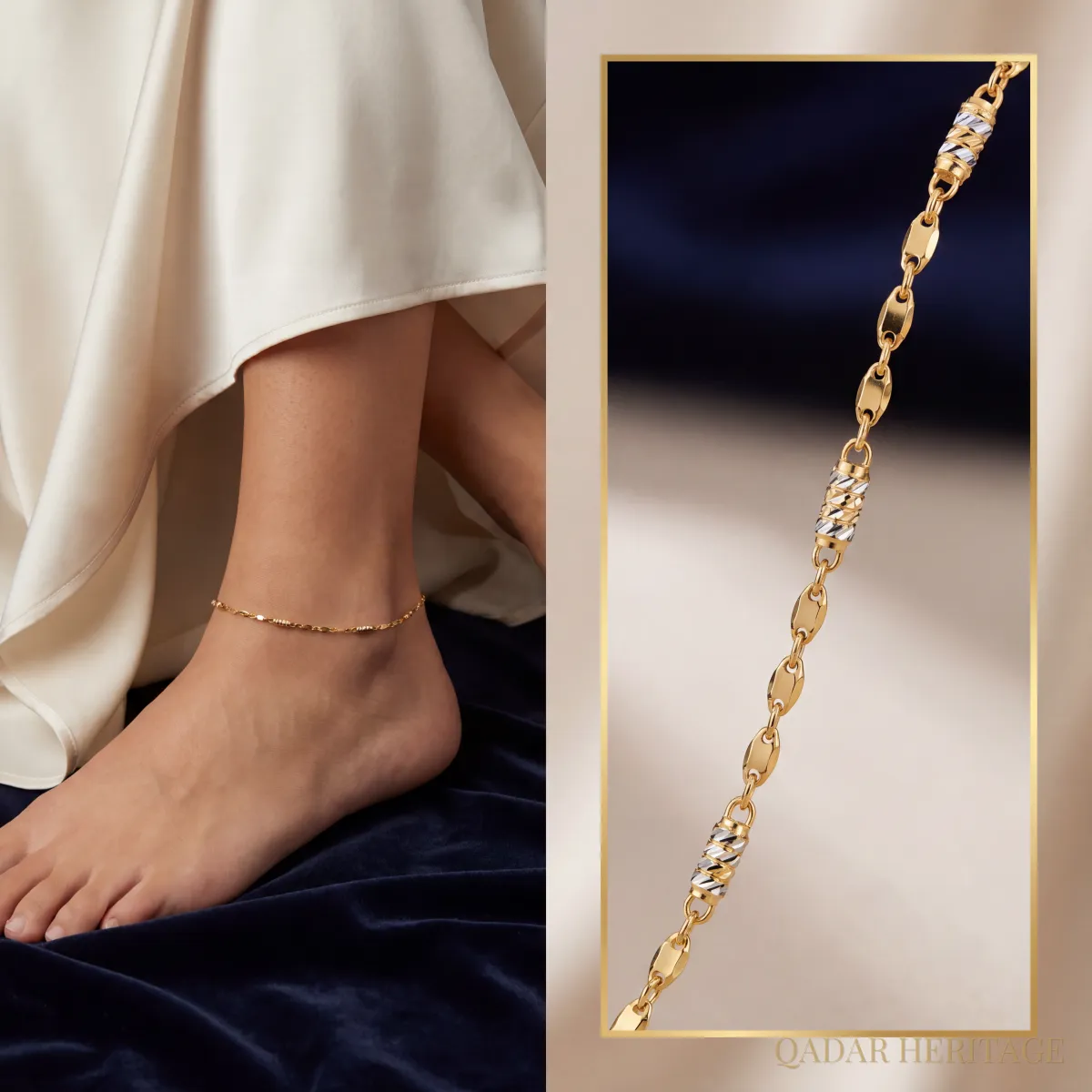 Elegant Gold Anklet with Silver Accents