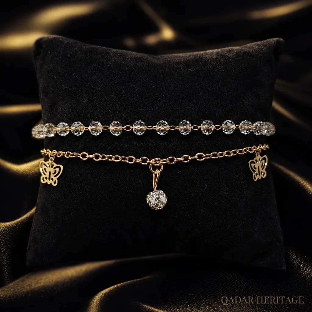 QADAR Crystal Butterfly Anklet - Slide 1
