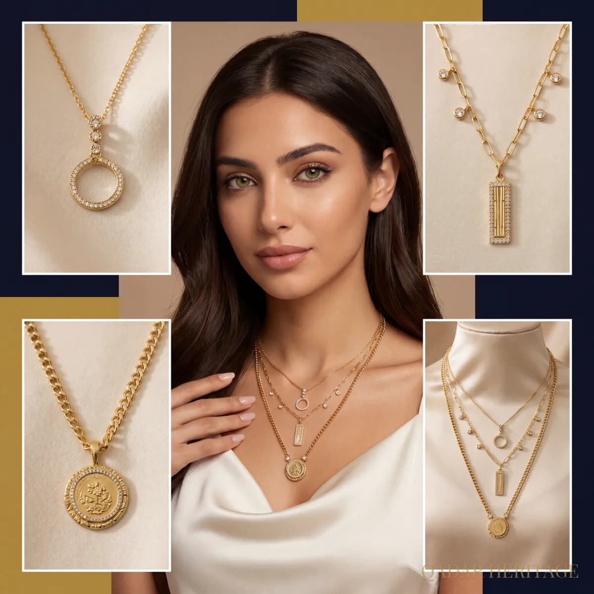 Golden Keyhole Layered Necklace - Slide 1