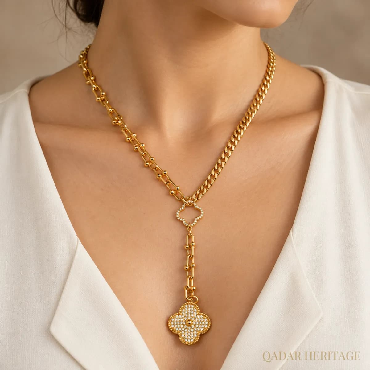 Golden Halo Drop Necklace - Slide 1