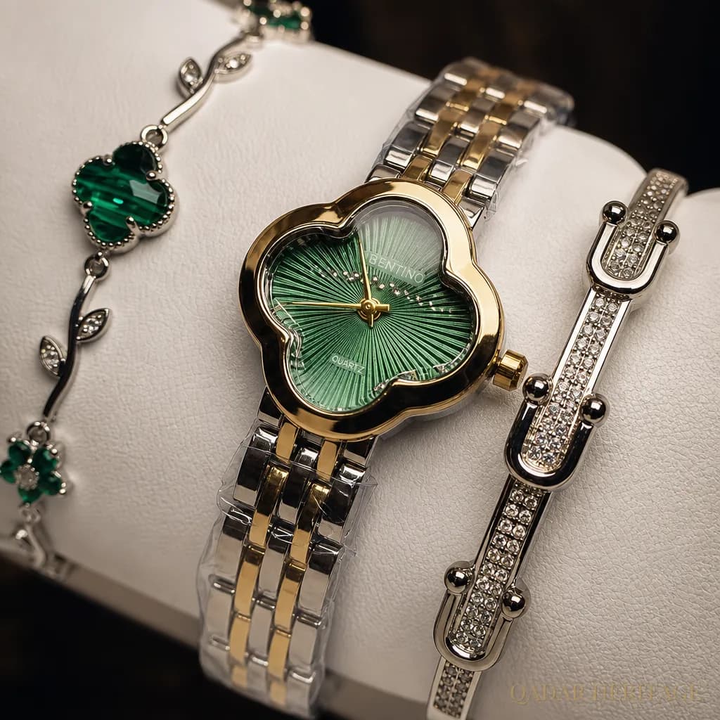 QADAR Zumurud Clover Green Watch Set - Slide 3
