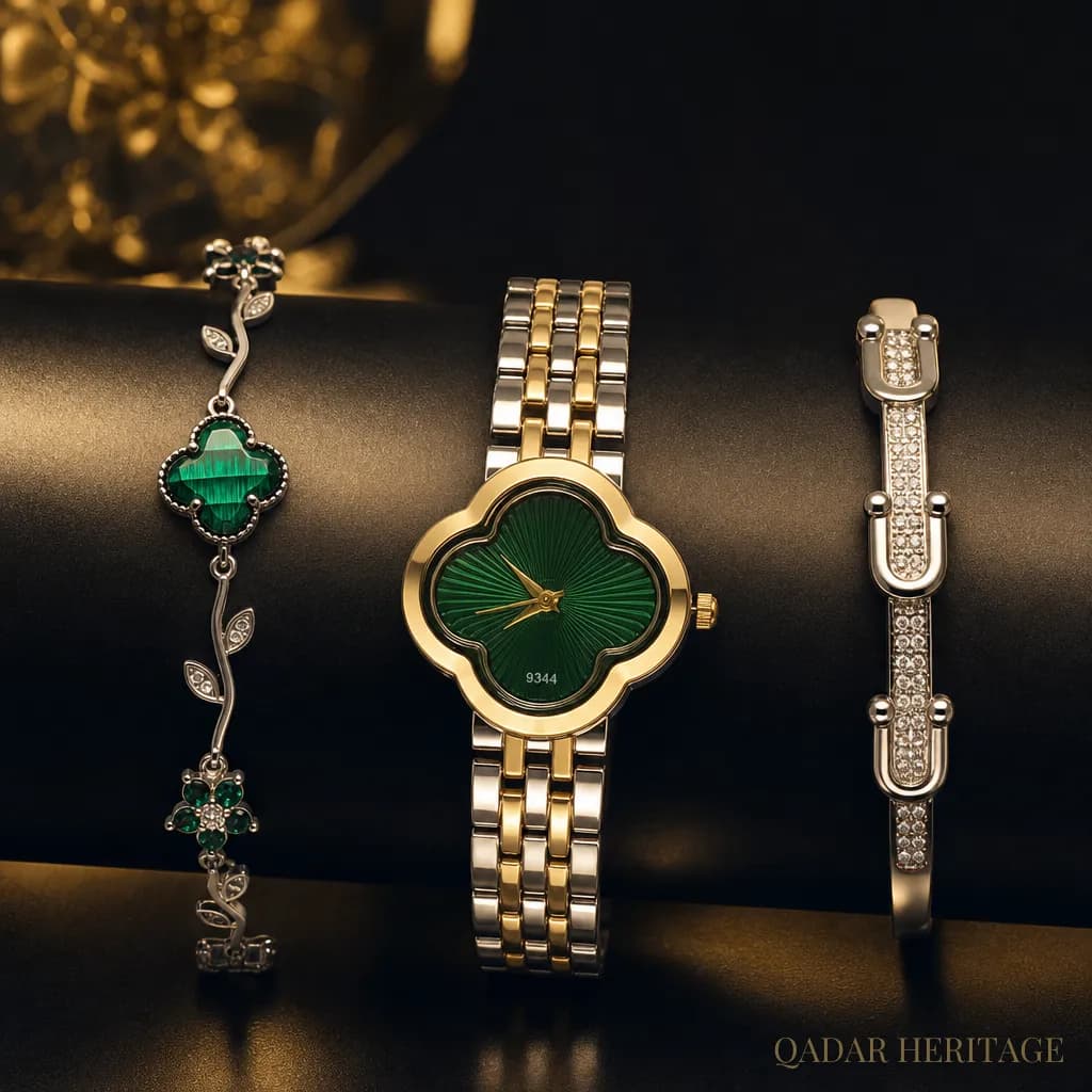 QADAR Verona Emerald Watch Set - Slide 1
