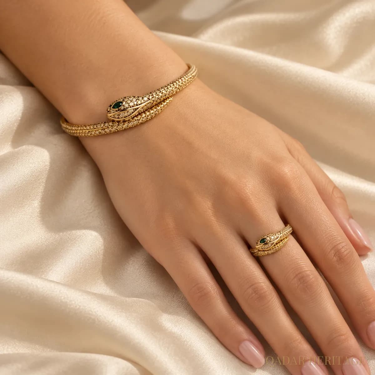 QADAR Royal Snake Bracelet & Ring Set - Slide 1