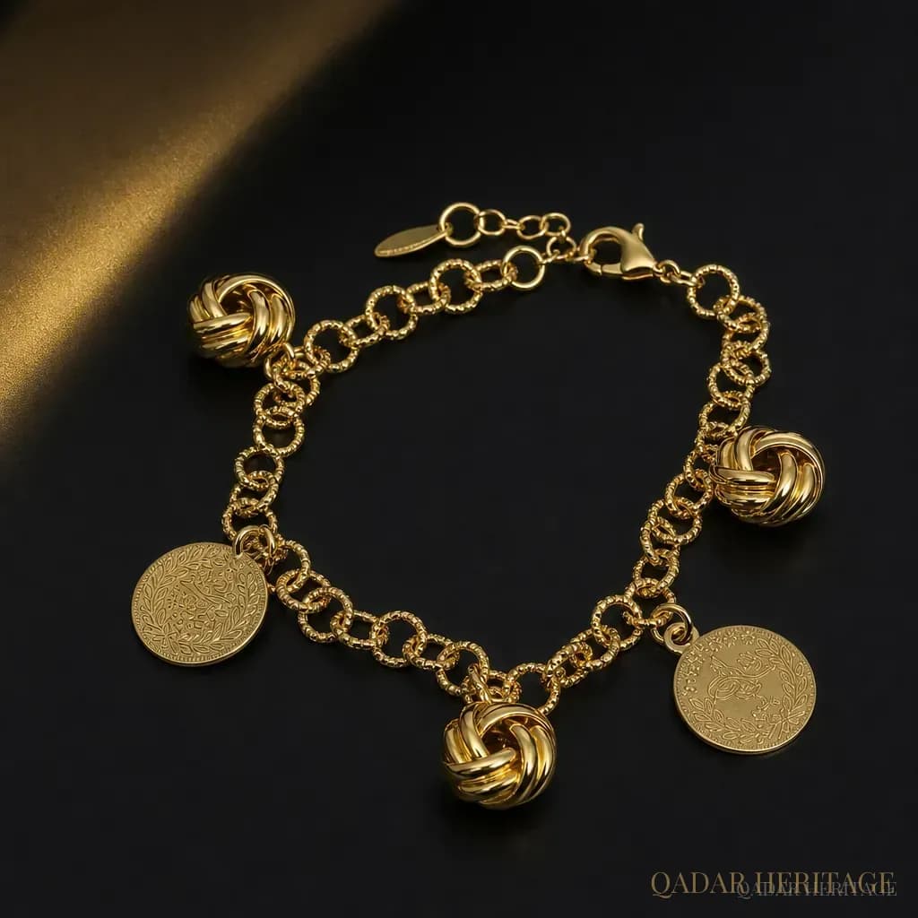 Gold Knot & Coin Charm Bracelet - Slide 2