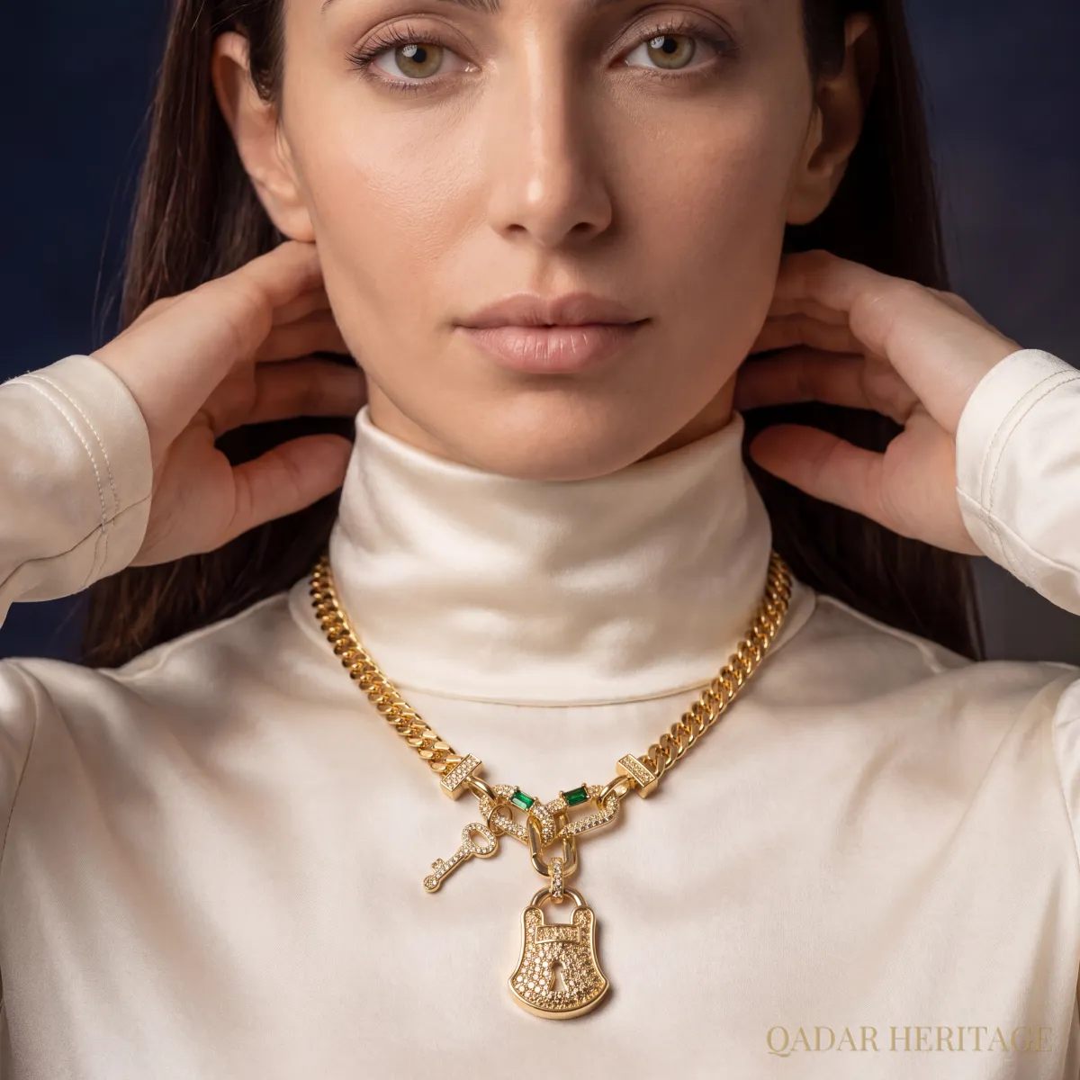 Gold Lock & Key Statement Necklace