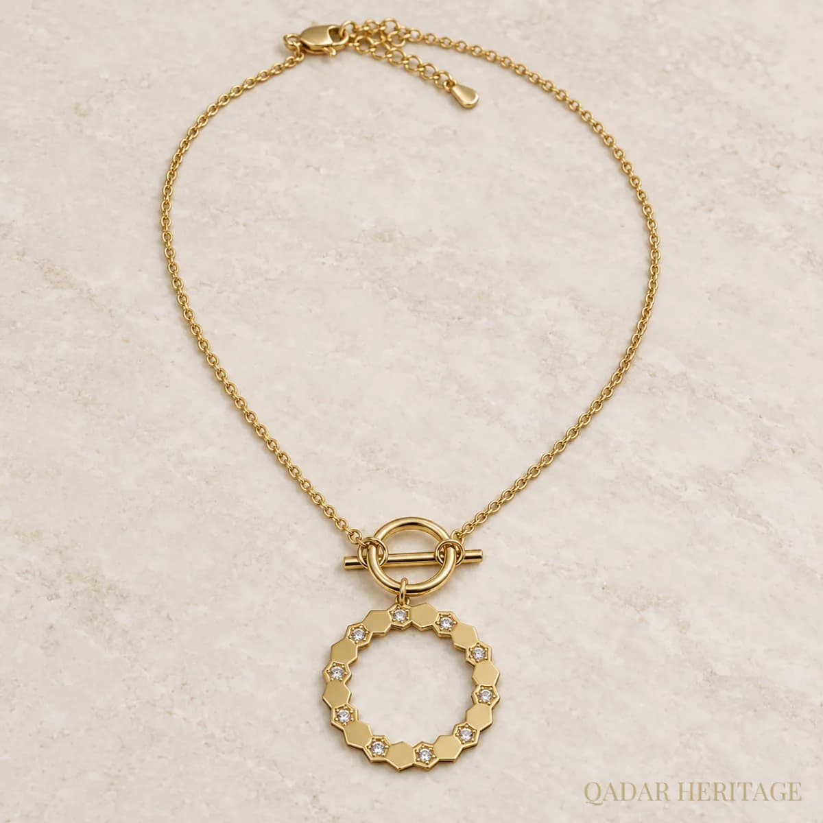 Golden Honeycomb Halo Necklace - Slide 1