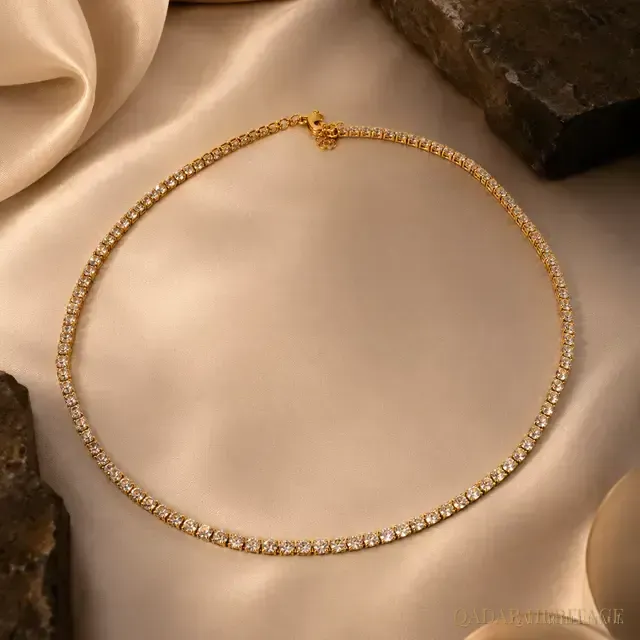 Luxury Gold Tennis Necklace - Slide 1
