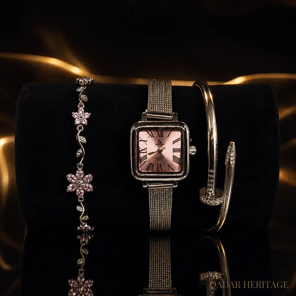 QADAR Rosella Blush Watch Set