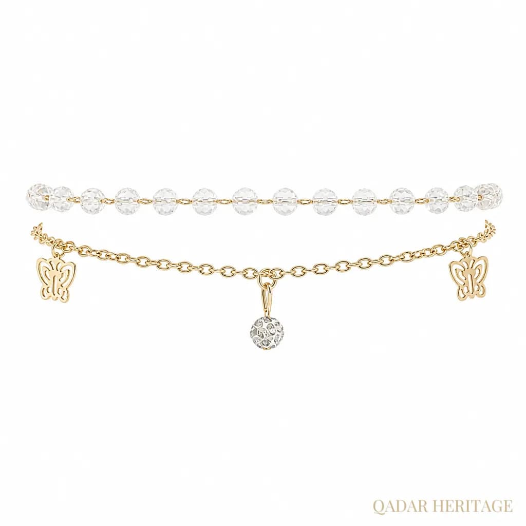 QADAR Crystal Butterfly Anklet - Slide 2