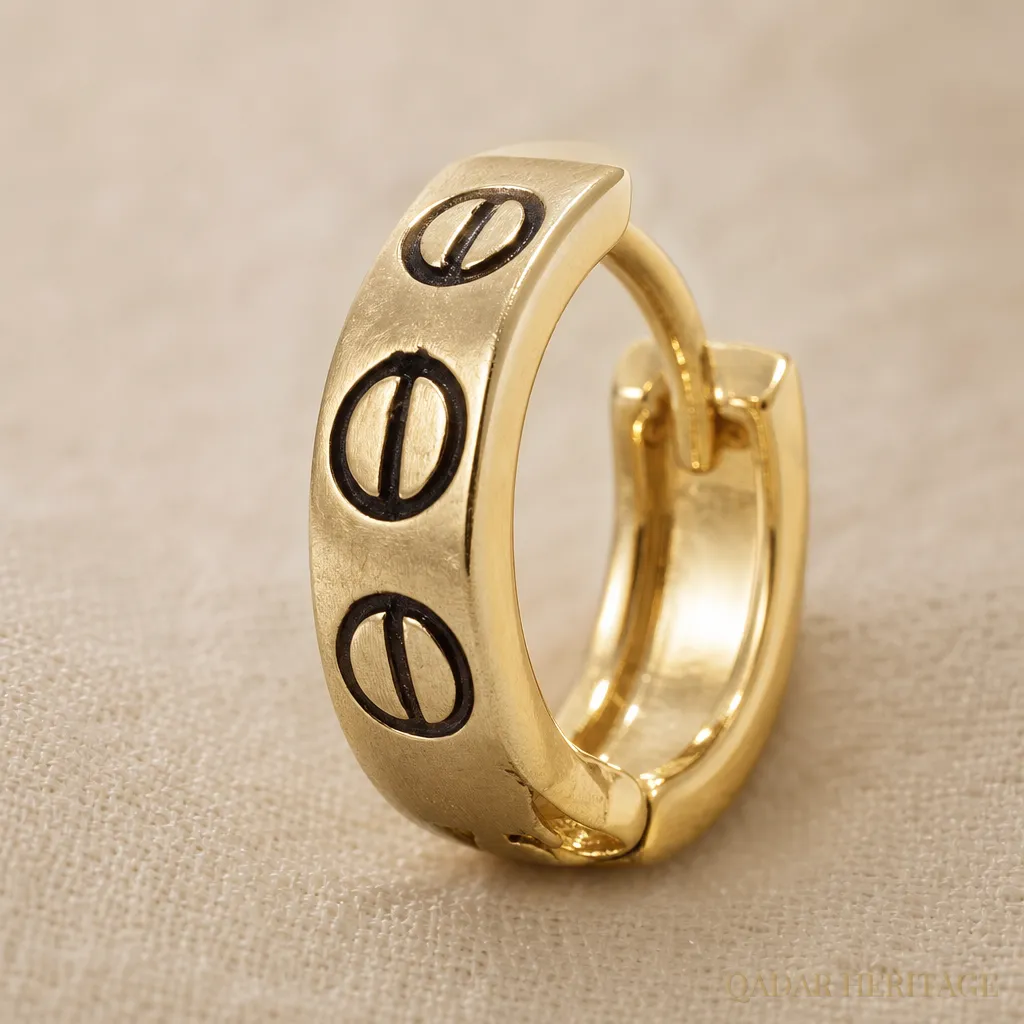 Gold Hoop Earring with Black Details