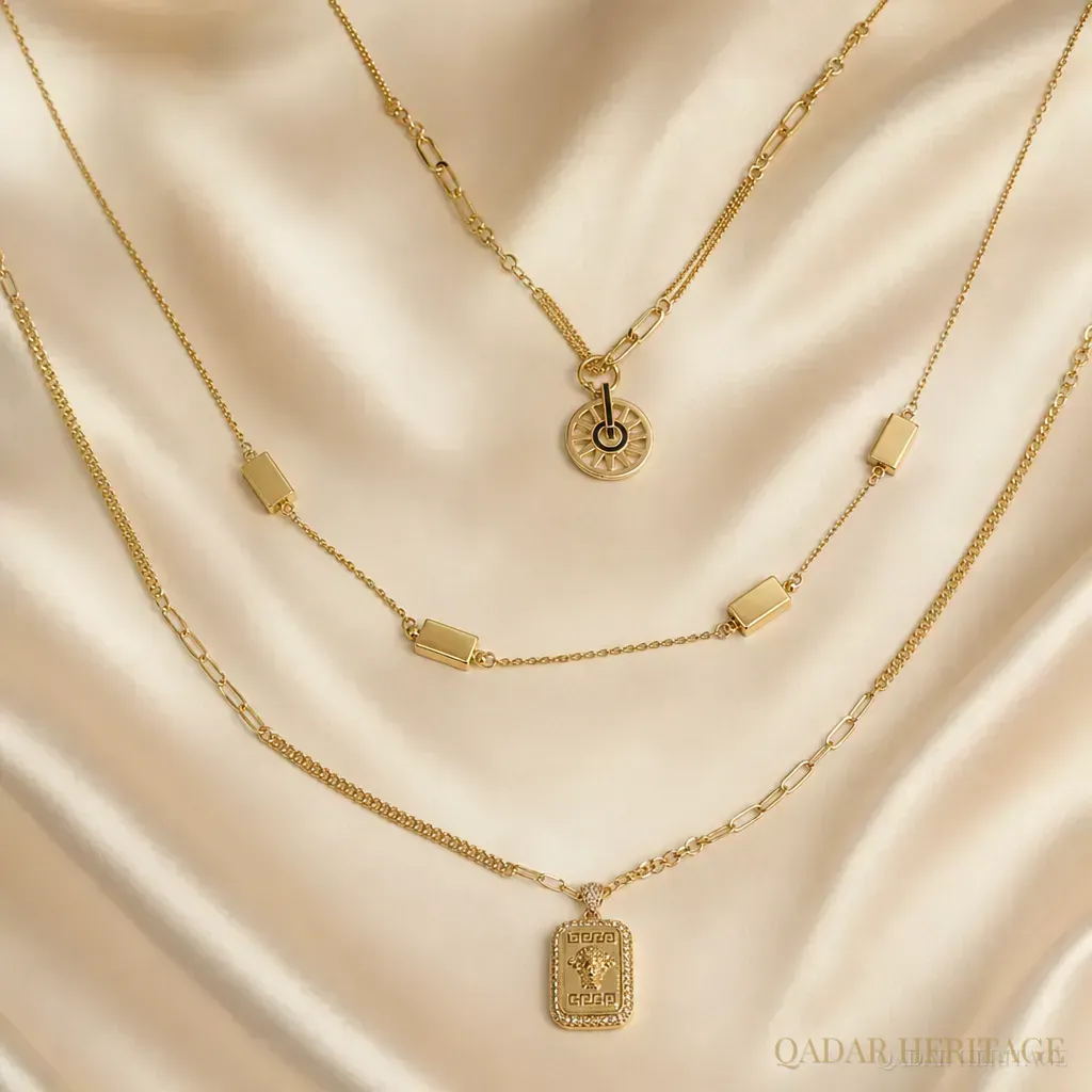 Golden Heritage Halo Layered Necklace Set - Slide 2