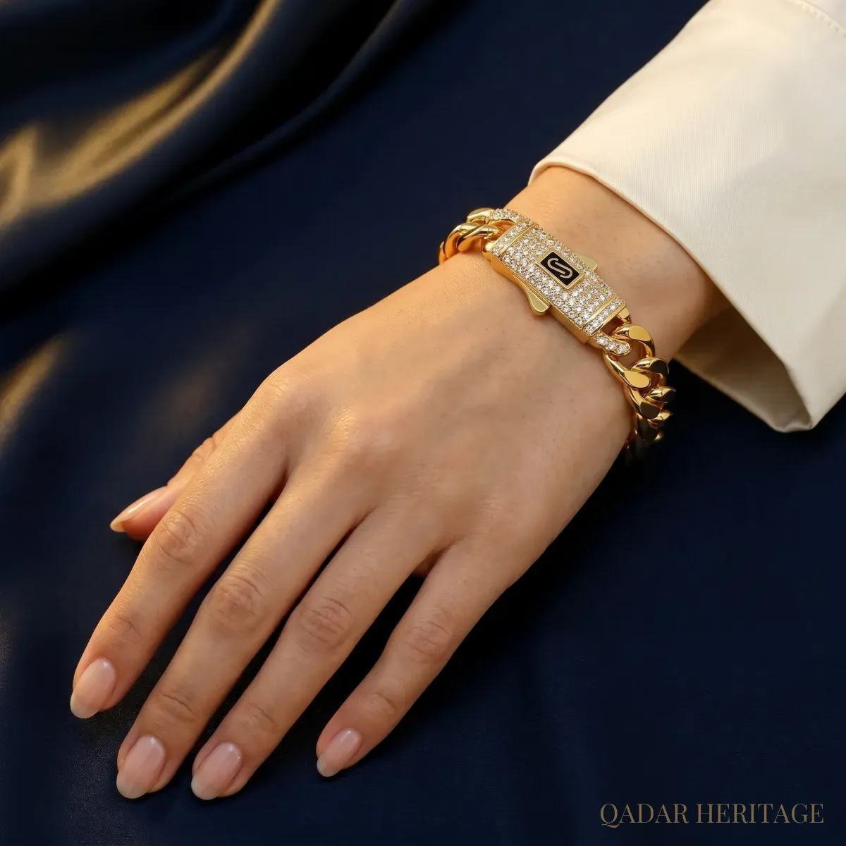 Bold Gold Crystal Link Bracelet - Slide 1