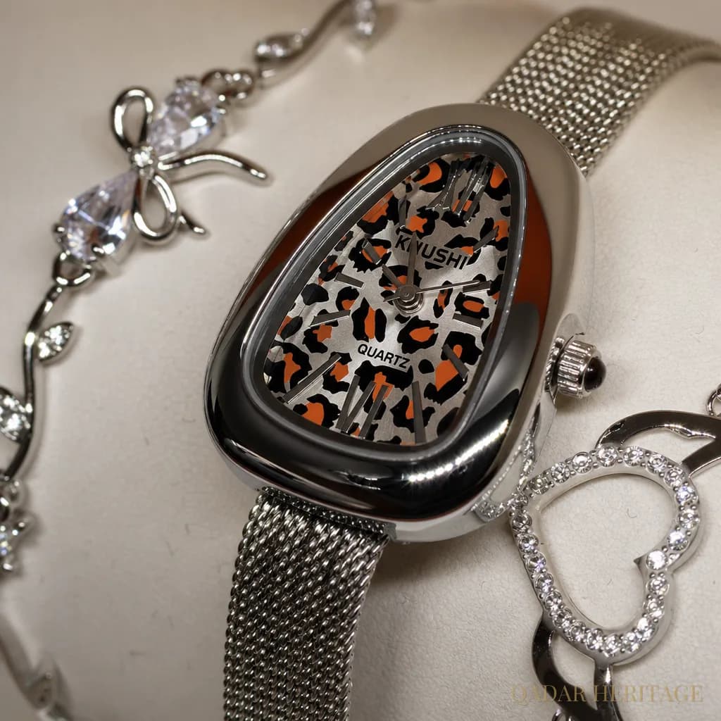 QADAR Liora Leopard Silver Watch Set - Slide 3