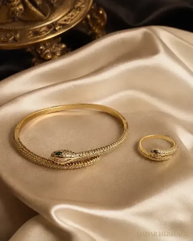 QADAR Royal Snake Bracelet & Ring Set - Slide 1