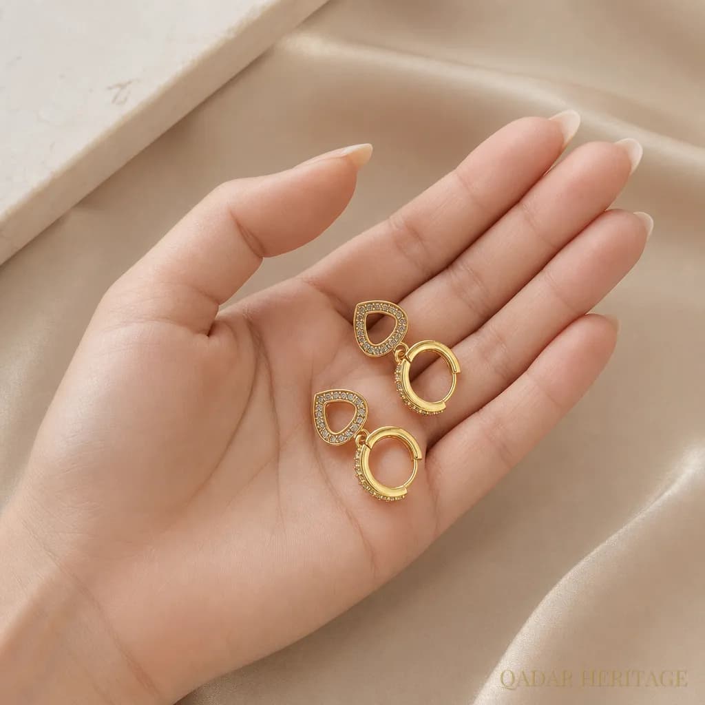 Golden Champagne Teardrop Earring - Slide 2