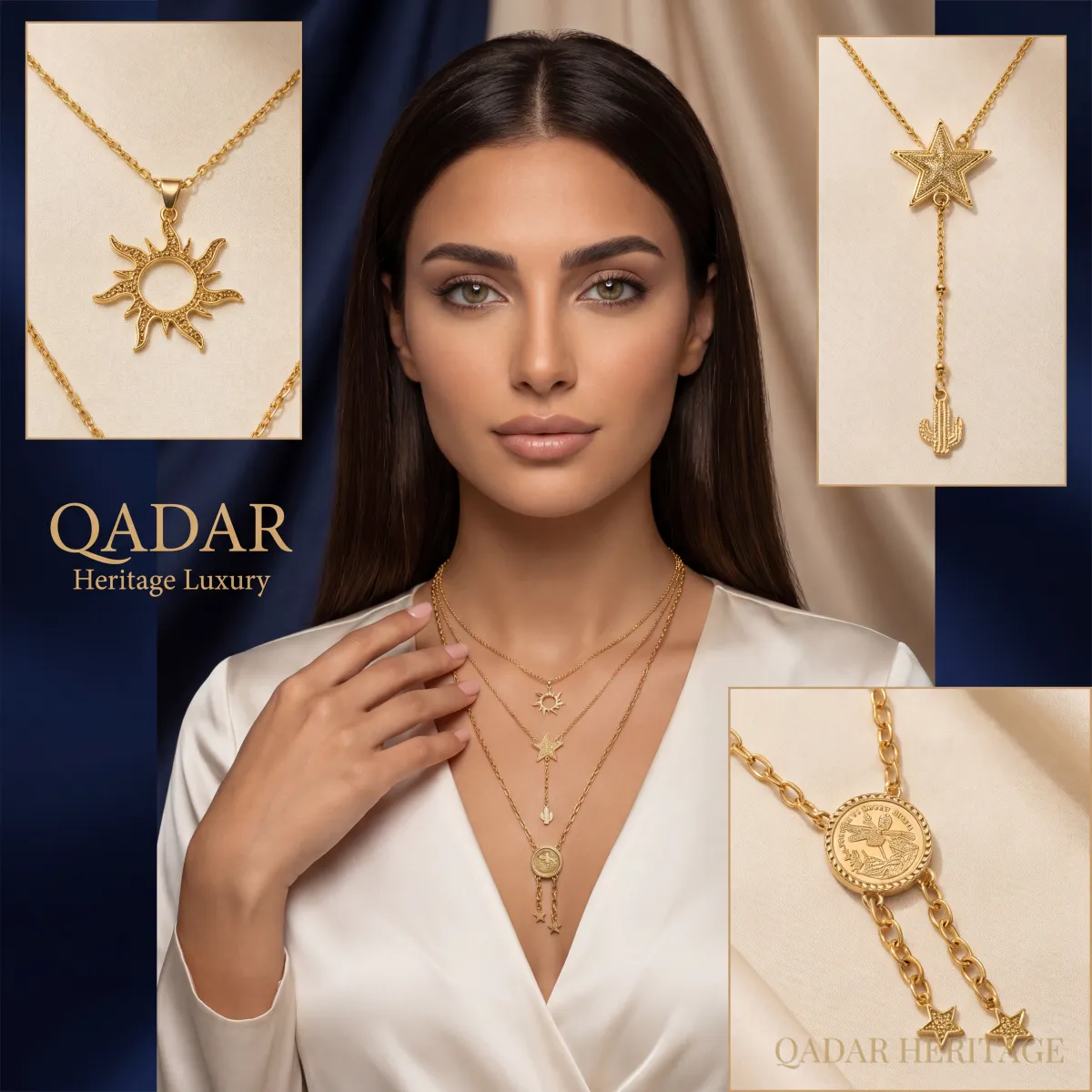 Golden Desert Star Layered Necklace - Slide 1
