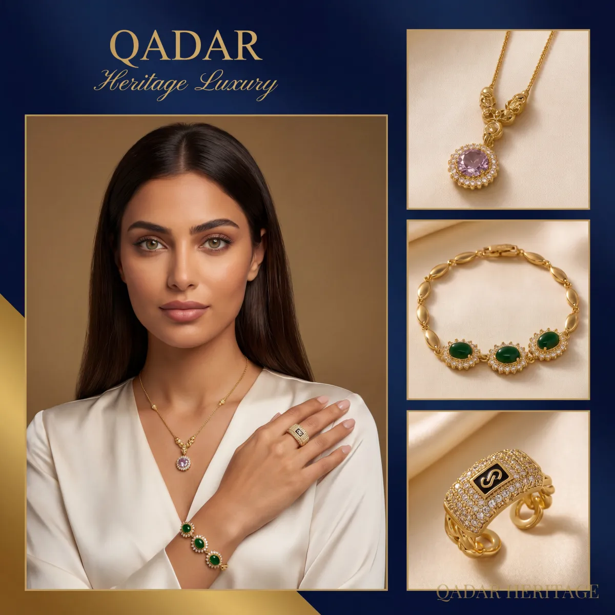 Royal Emerald & Lilac Jewelry Set - Slide 1