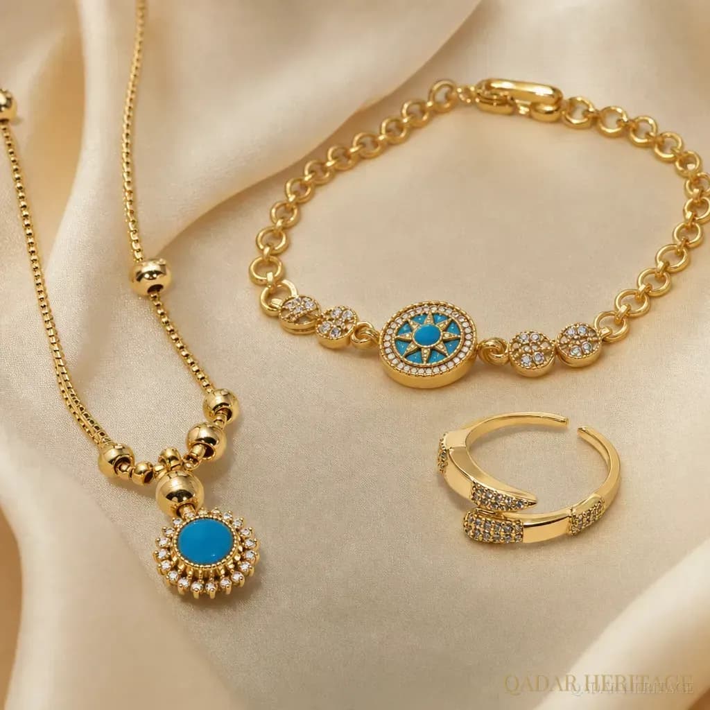 Sultana Turquoise Gold Jewelry Set - Slide 3