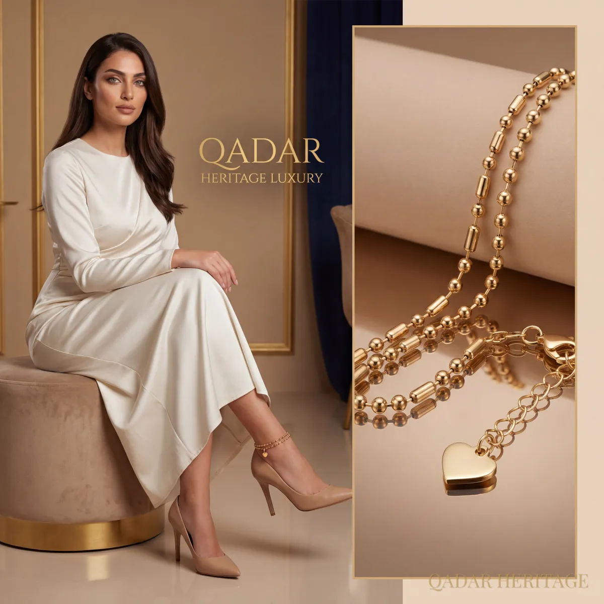 Golden Heart Double Anklet