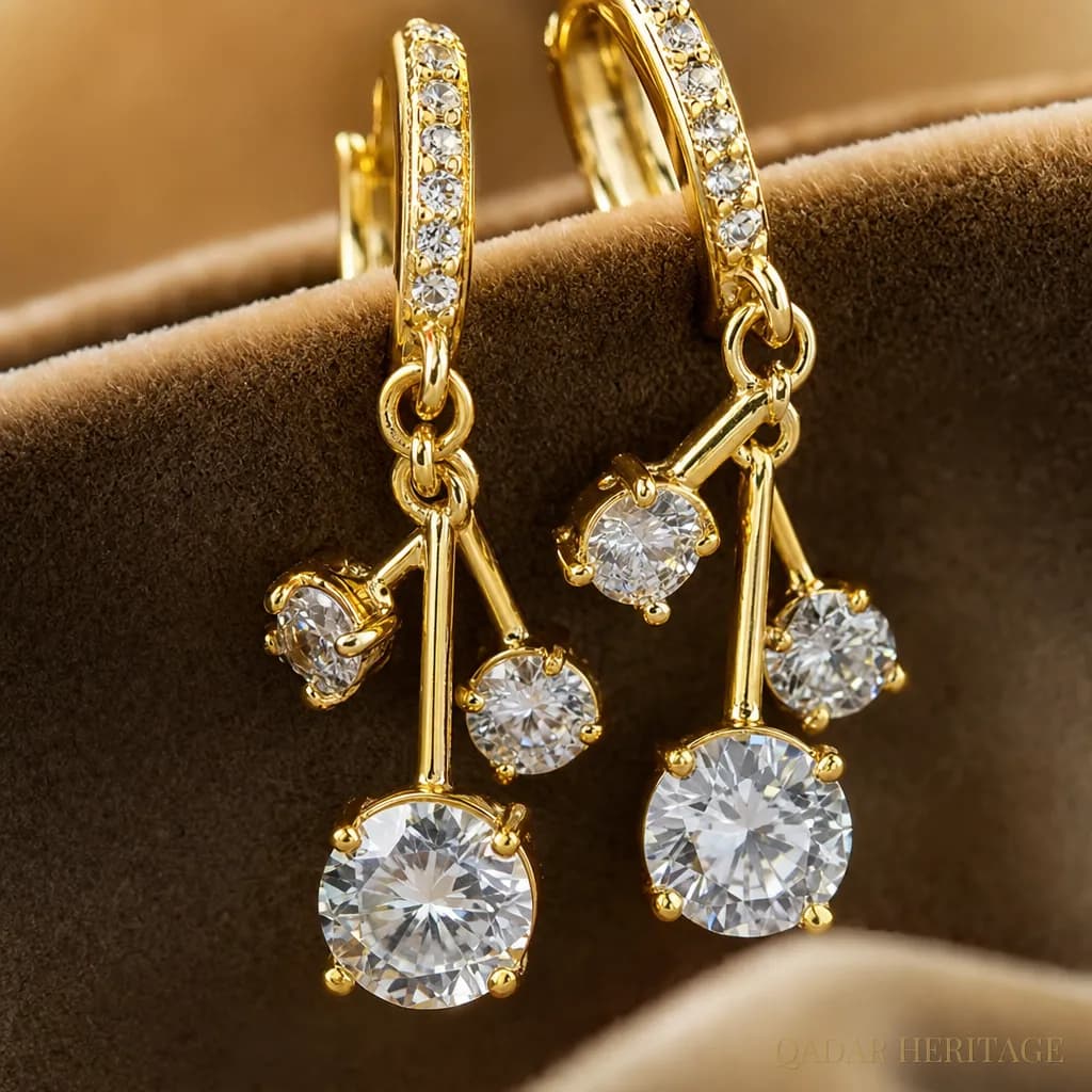 Golden Cascade Sparkle Earrings - Slide 1