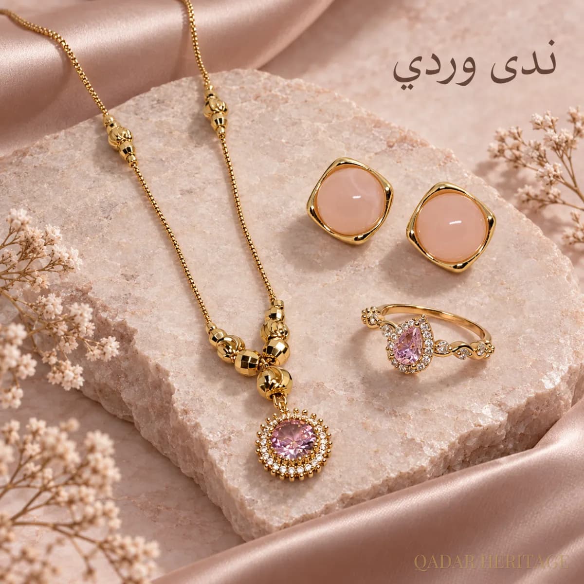 طقم قَدَر ندى الورود المذهب