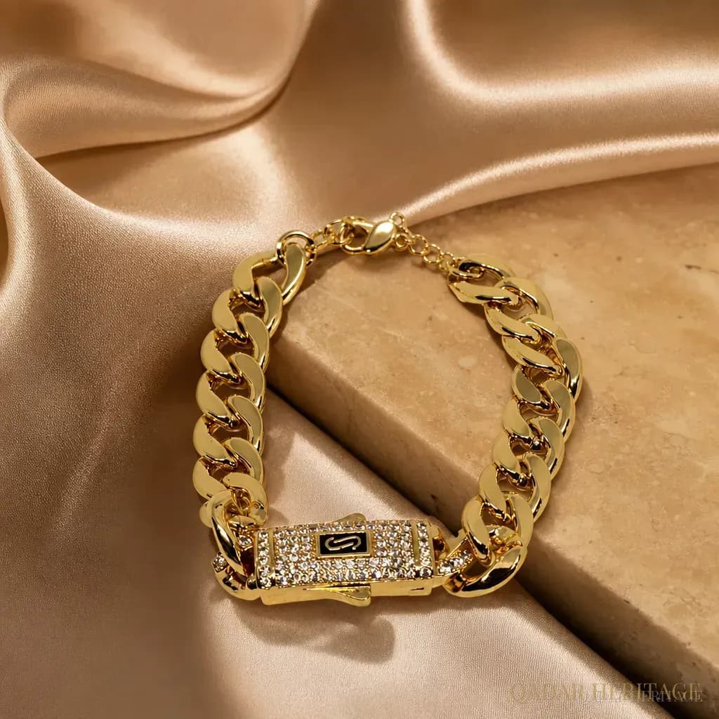 Bold Gold Crystal Link Bracelet - Slide 4