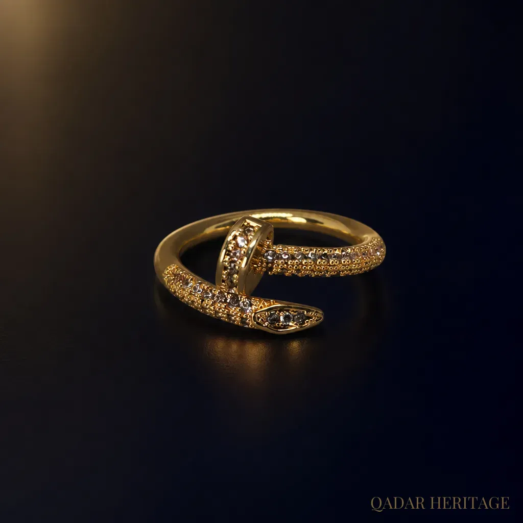 Gold Serpent Crystal Ring