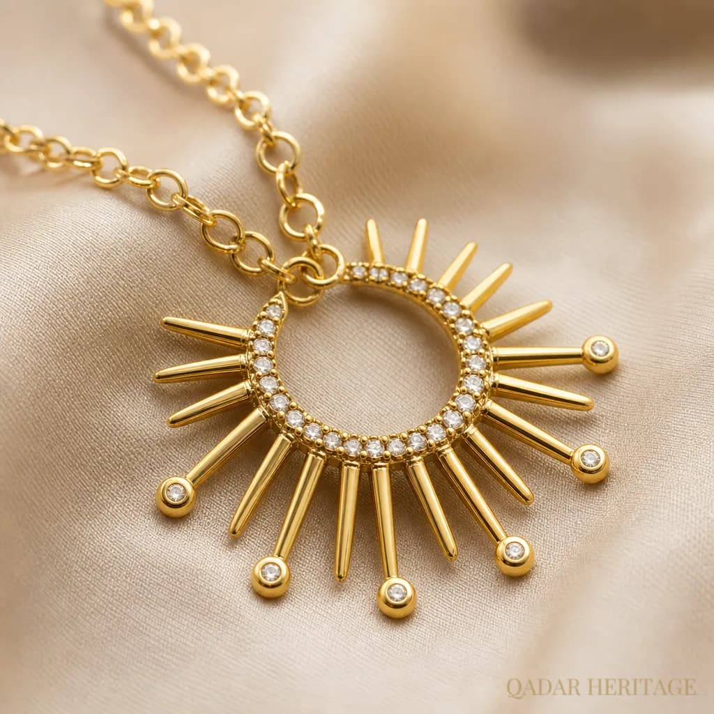 Golden Sun Crescent Necklace - Slide 3
