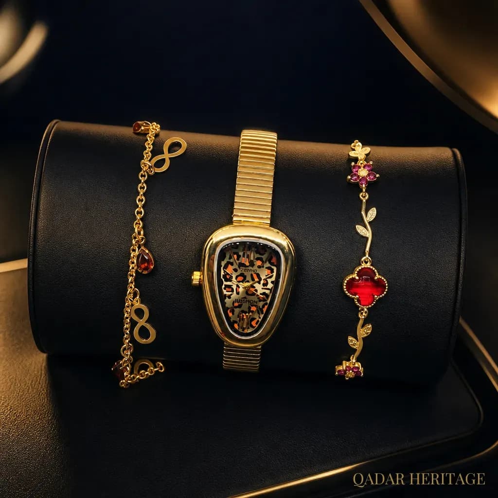 QADAR Liora Leopard Gold Watch
