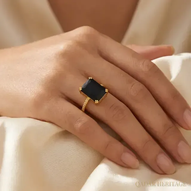 Onyx Nights Gold Ring