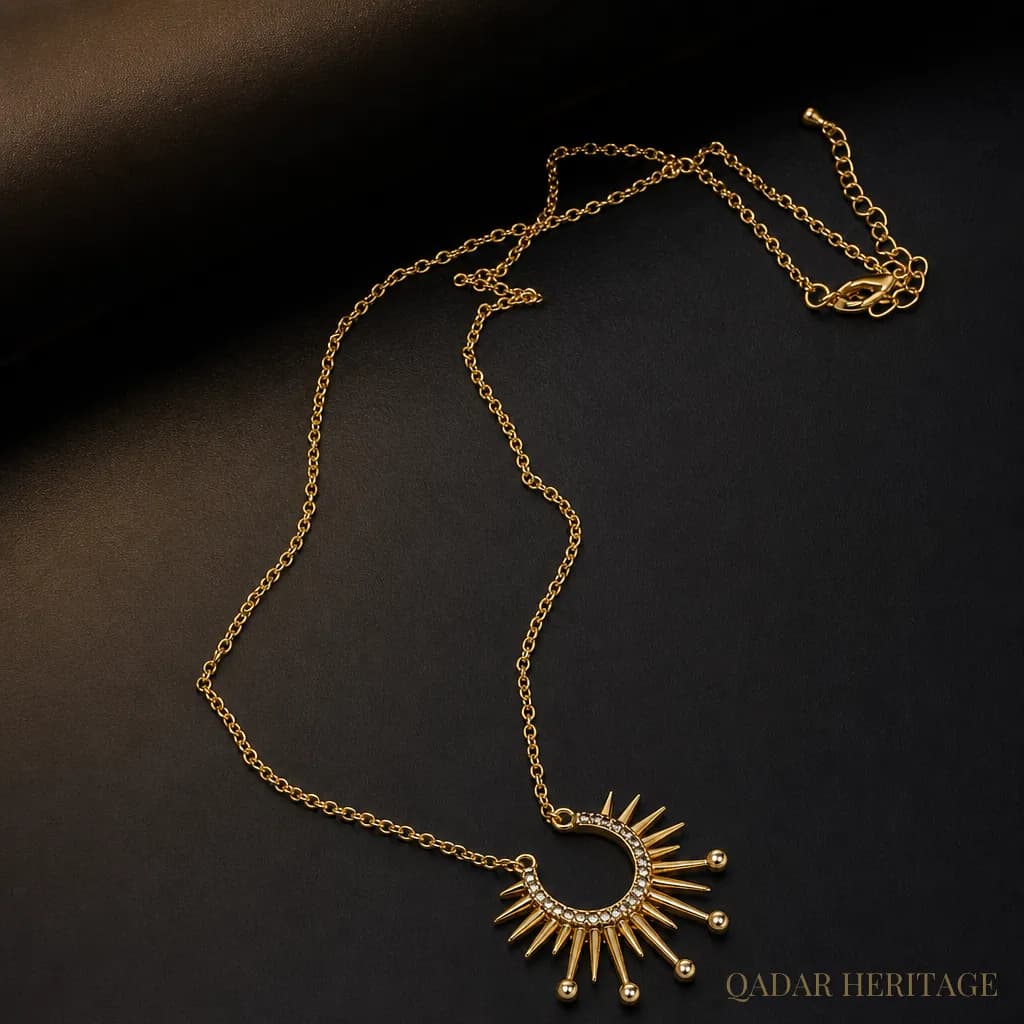 Golden Sun Crescent Necklace - Slide 2