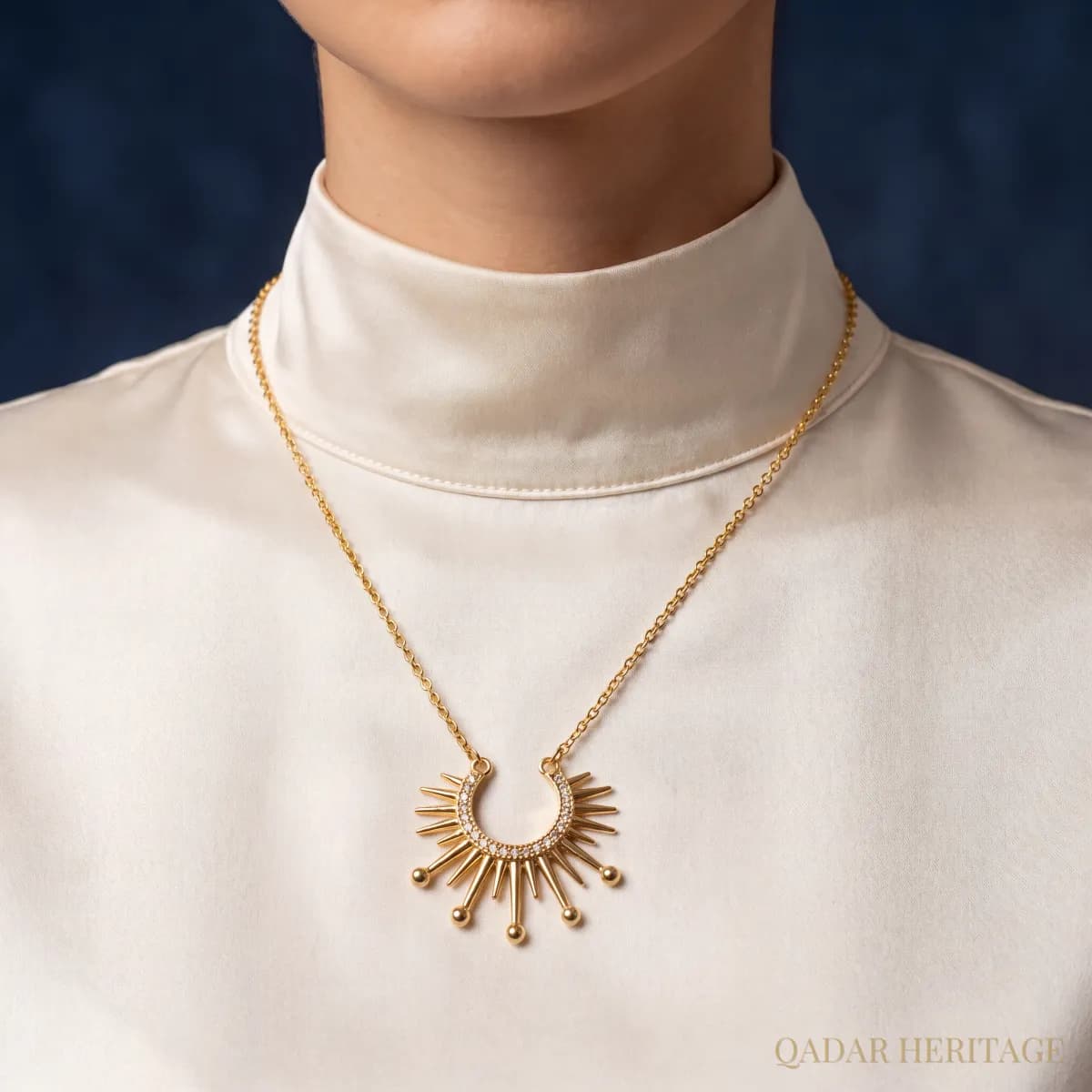 Golden Sun Crescent Necklace - Slide 1