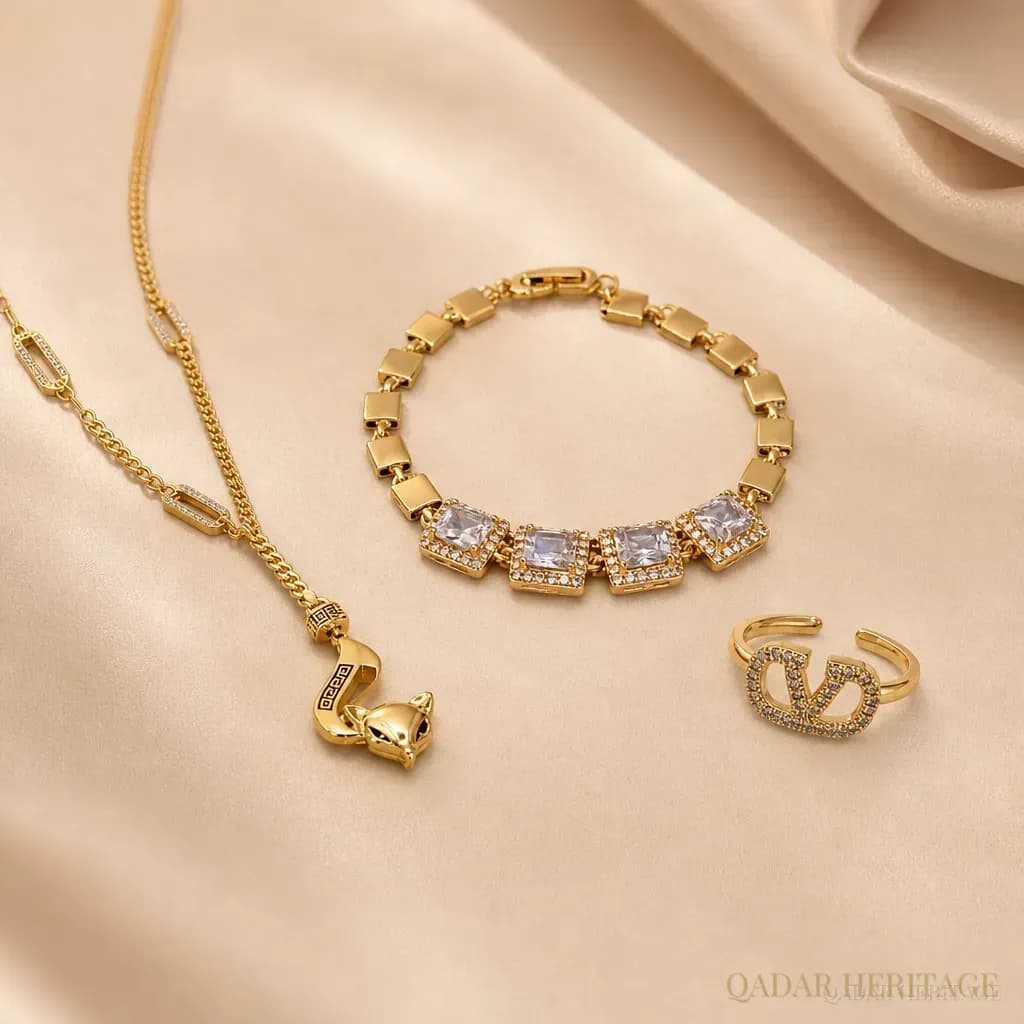 Oriana Golden Luxury Jewelry Set - Slide 2