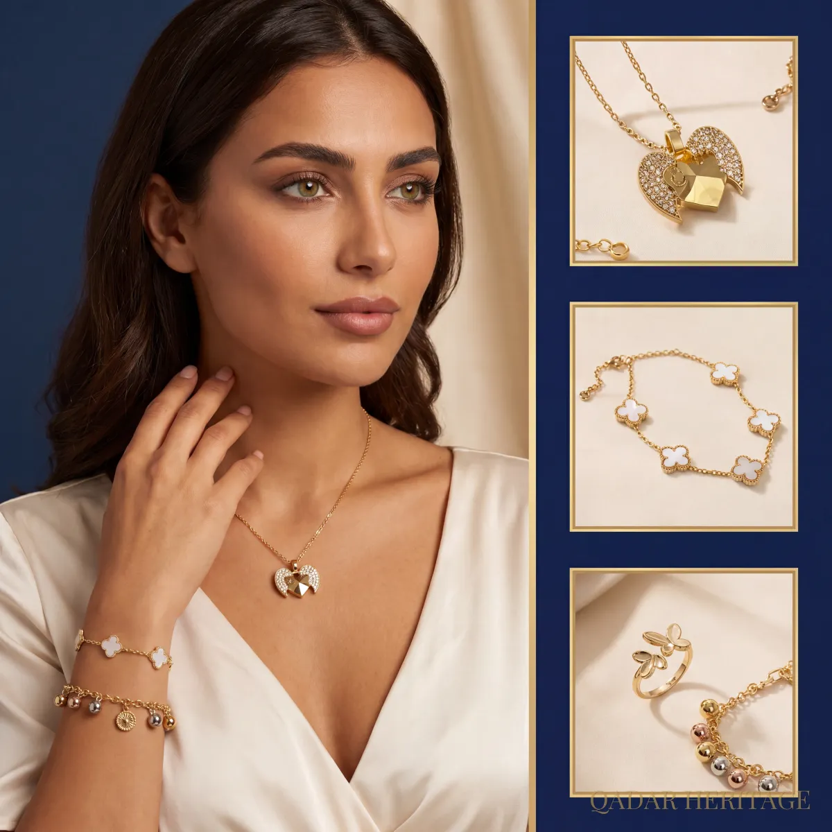 Luxury Gold Wings & Butterflies Jewelry Set - Slide 1