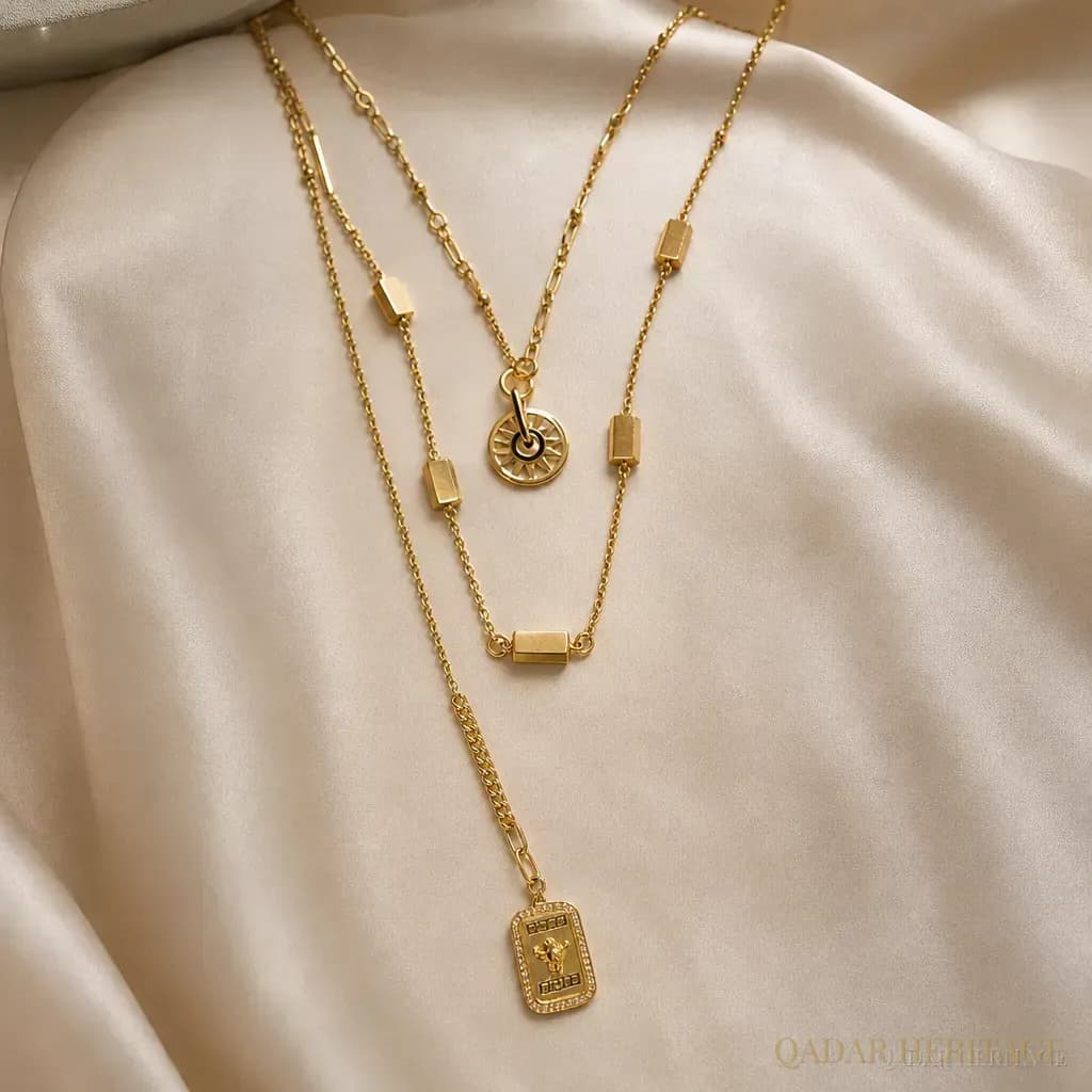 Golden Heritage Halo Layered Necklace Set - Slide 4