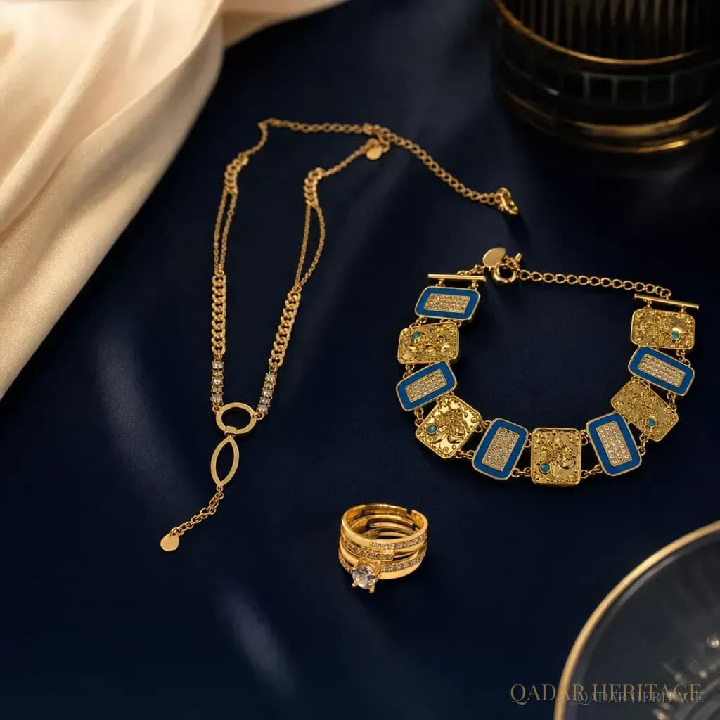 Sultana Blue Gold-Tone Jewelry Set - Slide 4