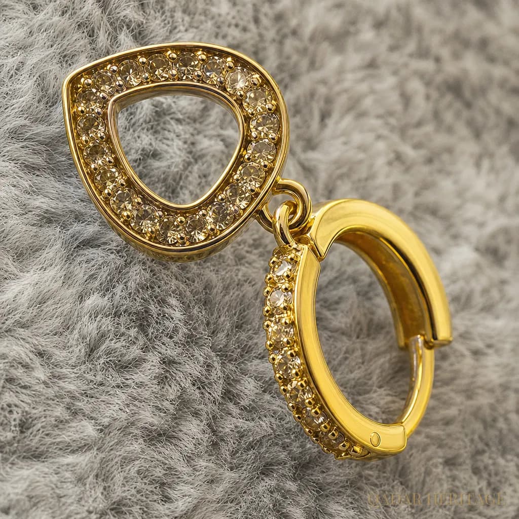 Golden Champagne Teardrop Earring - Slide 1