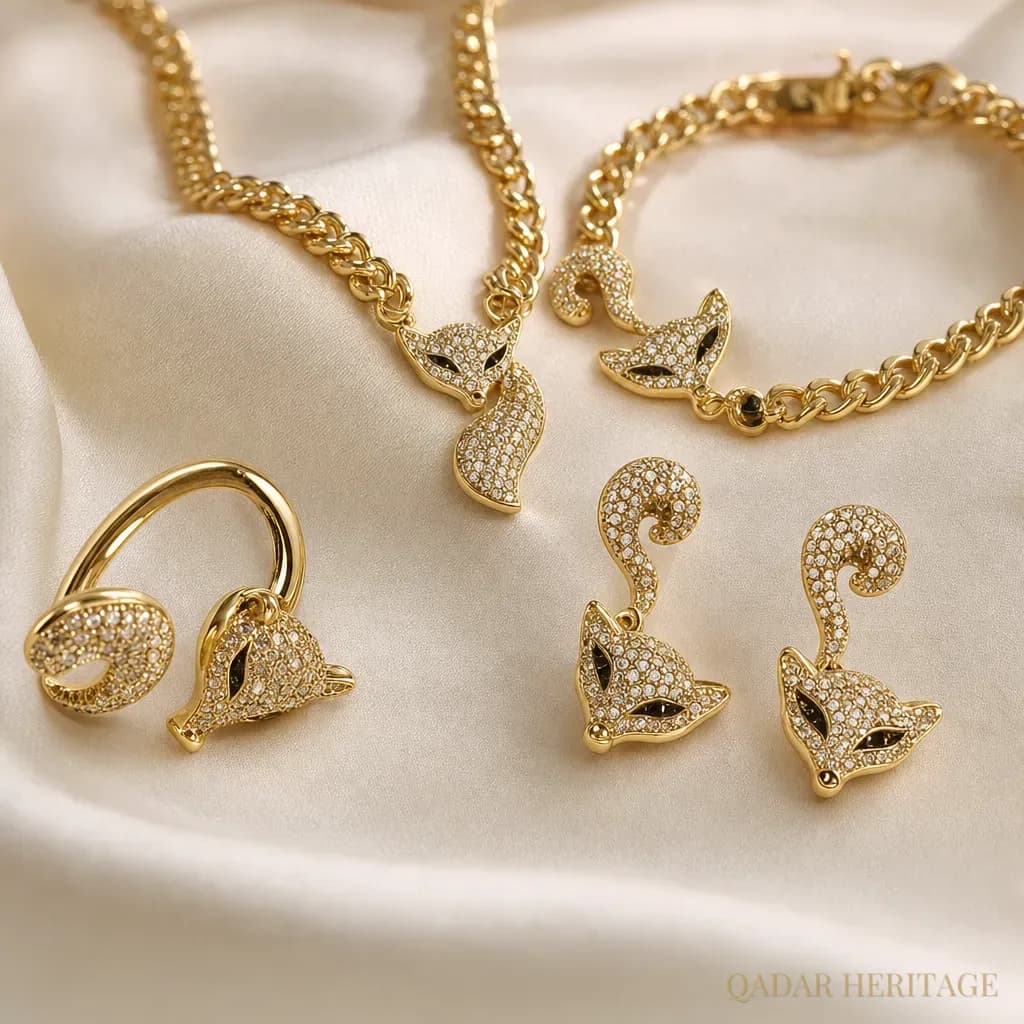Luxury Golden Fox Jewelry Set - Slide 3