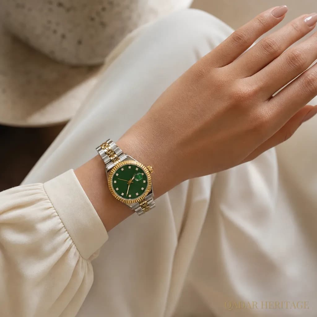 QADAR Emerald Crest Two-Tone Watch - Slide 3