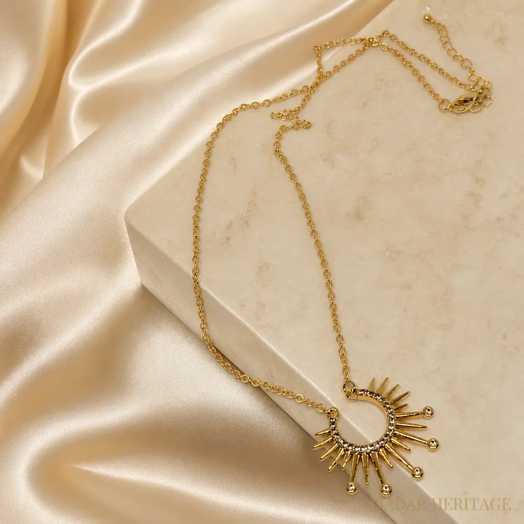 Golden Sun Crescent Necklace - Slide 4